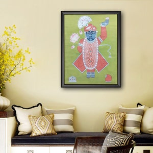 Traditional wall pichwai of shrinath ji  , wall decor, Indian art decor,religious painting , Pichwai Painting , Hand Painted paintings