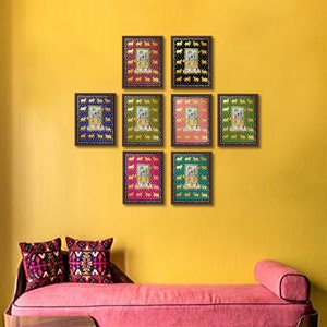 Christmas Gifts Handmade Pichwai Paintings of Lord Shreenath ji On Fabric , 10 x 7 inch, Various Color Options To Choose From