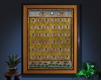 Pichwai painting of cows  , cow pichwai painting , handpainted pichwai painting , Gopashtami , home decor - Customize