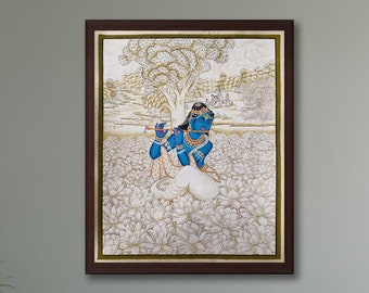 Monochrome Pichwai Painting , Lord krishna Pichwai painting , Original Painting of lord krishana , Indian Traditional Painting , Pichwai
