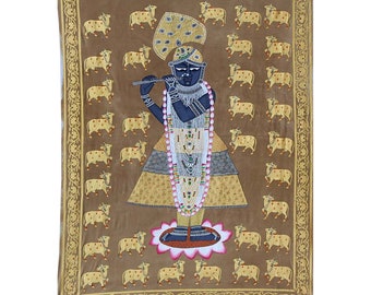 Indian traditional painting of Lord krishna ji home decorative art.