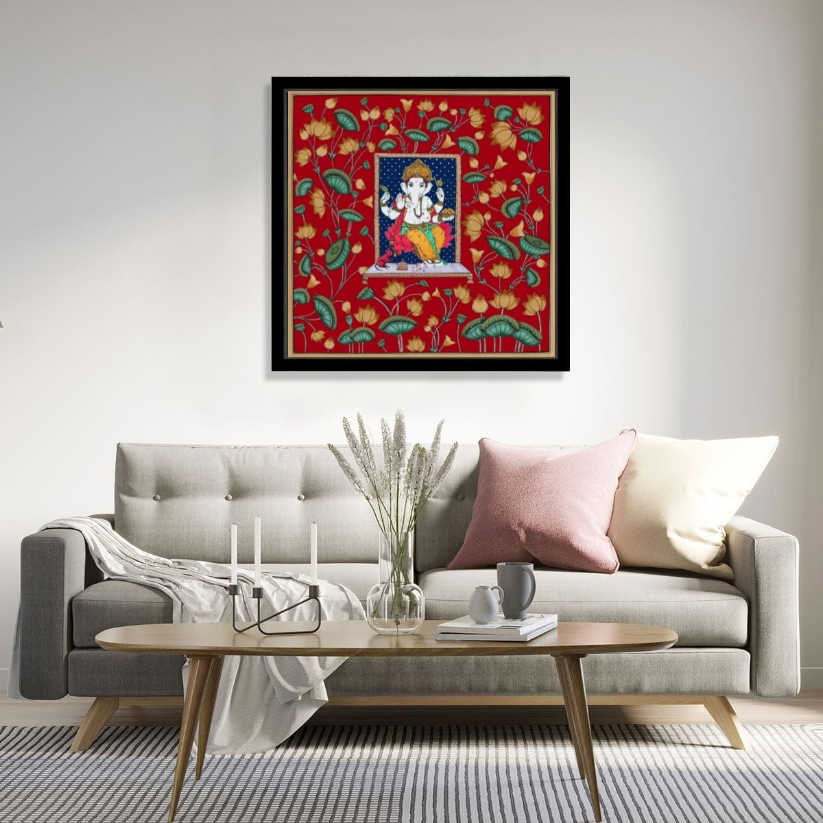 QINGYUAN Stampa Su Tela Ganesha 40x60 Cm - Quadro Decorativo Con Divinità Indiana, Moderno Per Camera Da Letto E Soggiorno - 6