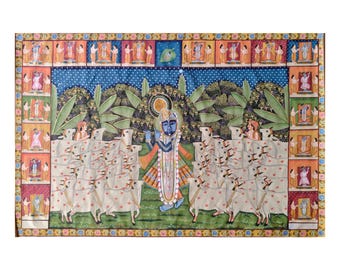 Pichwai painting - Gopashtami  pichwai painting , handmade pichwai art - pichwai