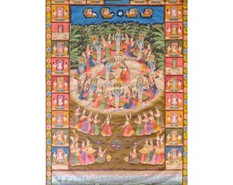 Pichwai painting - maharaas pichwai painting , handmade pichwai art - pichwai