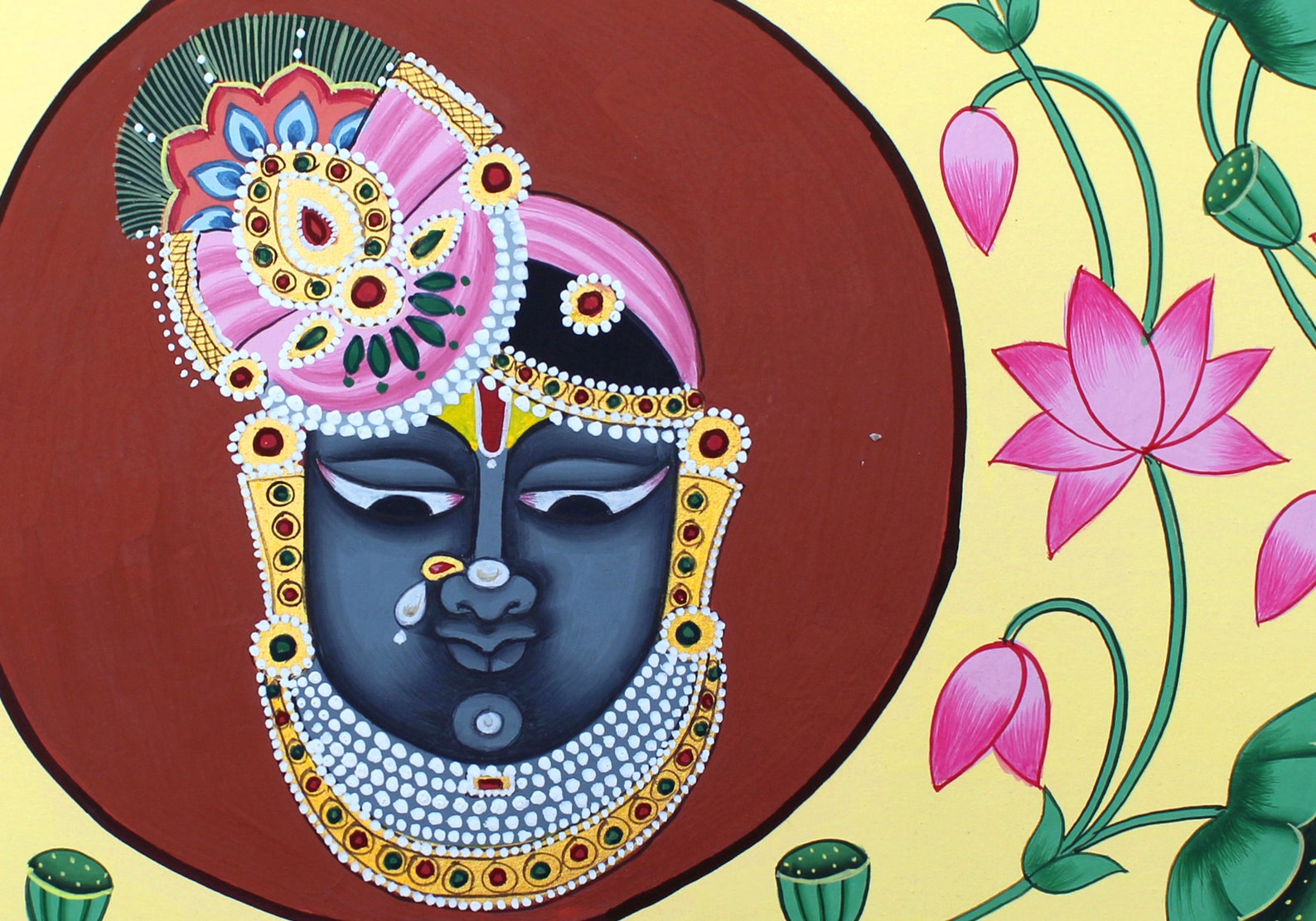 Traditional Wall Art Painting of Shrinath Ji in Kamal Talai , Home Decor Art. Etsy