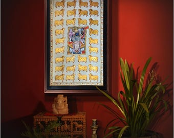Pichwai painting , Gopashtami Pichwai  Pichwai painting , Wall decor , Home decor , Handmade Painting