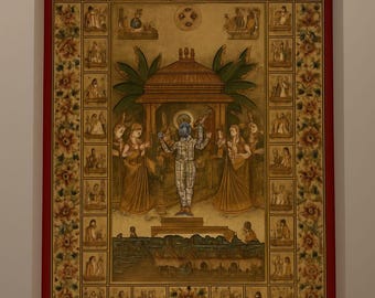Custom Traditional Painting Of Lord Krishna With Cows, handmade pichwai art ,Lord Krishna ,Pichwai Painting