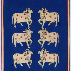 Cows Painting- Indian art- Pichwai Art- Indian Painting- Painting- Painting for Living Room- Wall Decor- Home Decor- Wall Hanging- Artwork