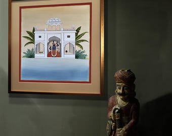 Shrinath ji Pichwai Painting On Cloth, Indian Pichwai Painting, Wall Hanging ,Home decor ,Art ,Handmade Painting, Indian Art , hare krishna