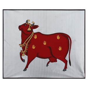 Traditional wall painting of cows and real gold work ,trendy home decor.