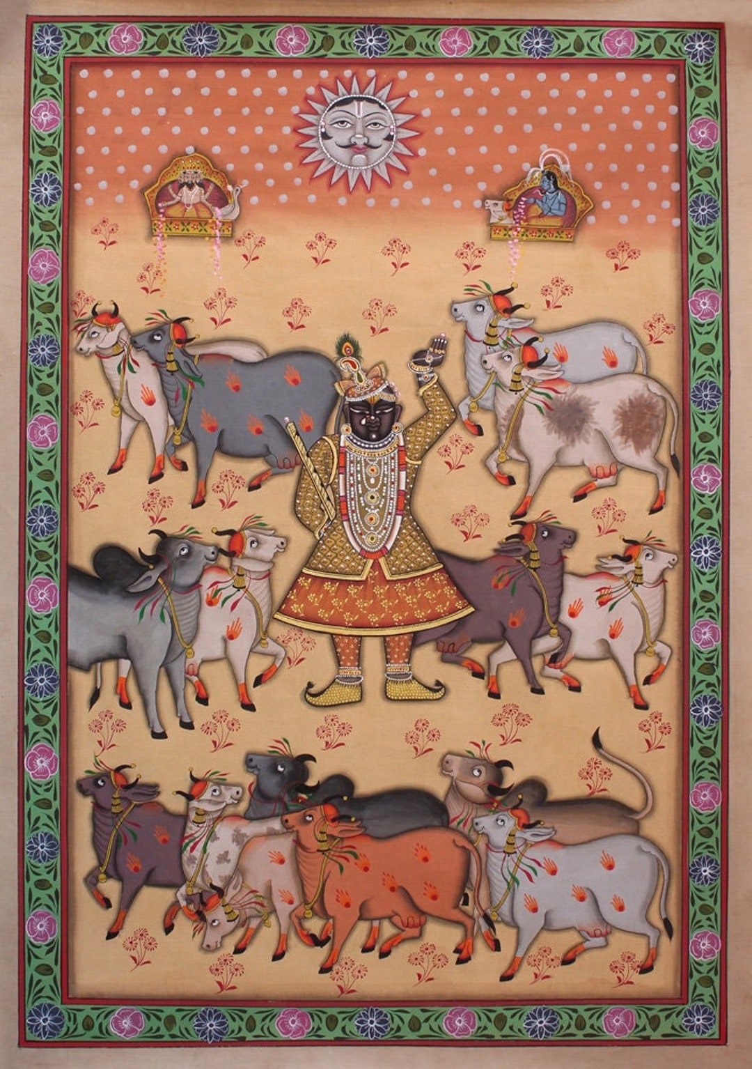 Buy Shrinath Ji With Cows Lord Krishna With Cows Cow Painting ...