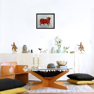 Traditional wall painting of cow , home decor.
