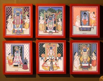 Shrinath Ji Pichwai Painting Set, Handmade Indian Home Decor