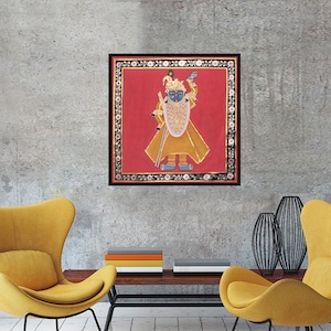 Painting of Lord Shrinath ji, Lord Shrinath ji, Indian Art, Pichwai ,Painting, Wall Decor, Home Decor, Wall Hanging, Artwork, Art, Art Decor