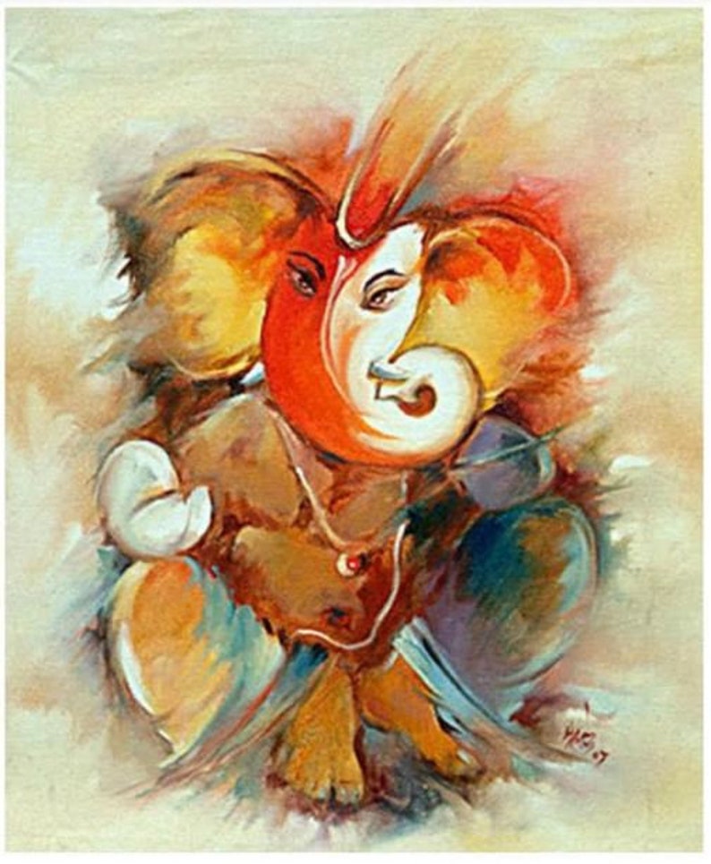 Lord Ganesha Painting Acrylic On Canvas Sidhi Vinayak Painting
