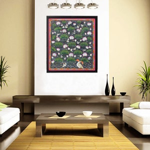 Kamal Talai Indian Pichwai Home Decor Trendy Pichwai Art Stone Color Flower Painting Hand painted.