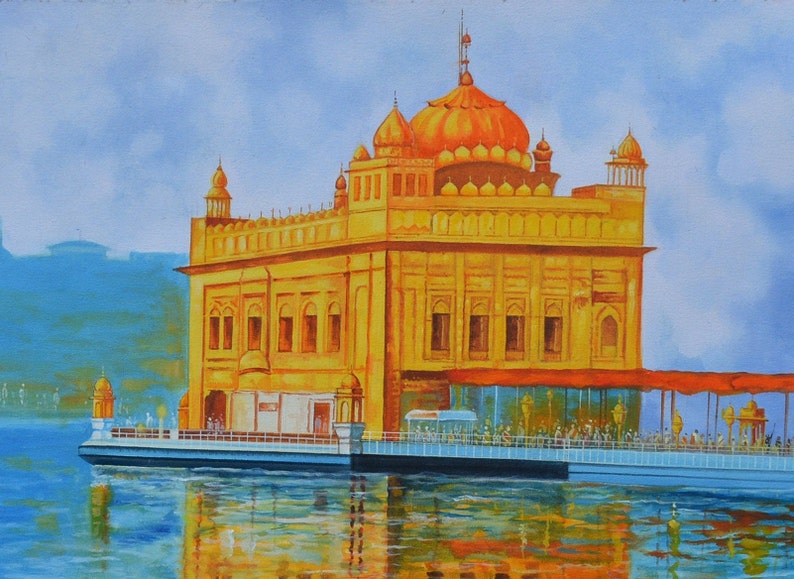 Beautiful Painting of Golden Temple Amritsar Punjab Temple | Etsy