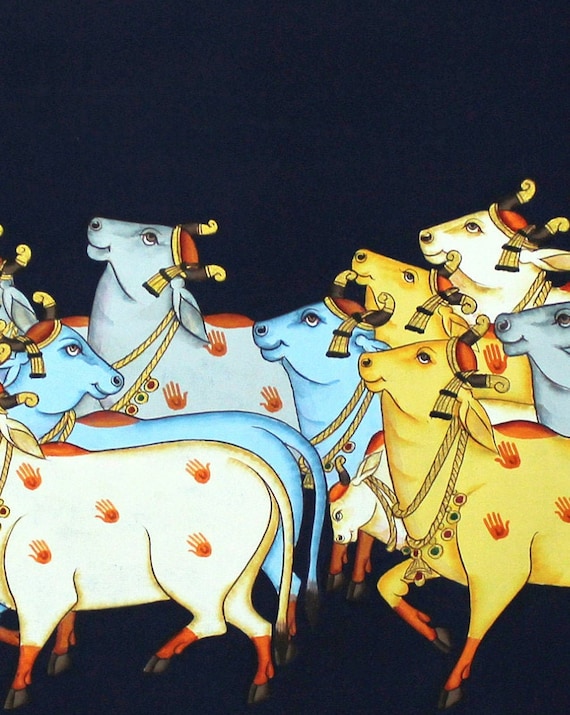 Traditionelle Wandmalerei von bunten Kühen indische Pichwai - Etsy  Österreich