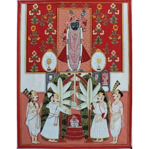 Handmade Pichwai Painting Of Lord Shrinath ji , Shrinasth ji Painting, Religious Art, Indian Art, Wall decor ,Home Decor, Artwork, Art