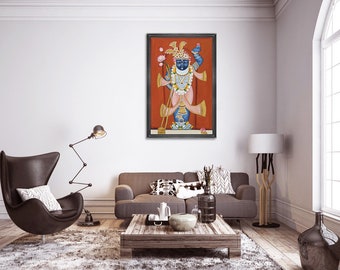 Traditional painting of lord shrinath ji ,wall home decor