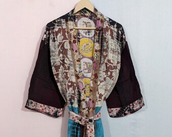 100% Handmade Cotton Kimono Robe Hand Dyed Kimono Long Cotton Kimono Robe Cotton Saree Kimono Tie Dye Robes Vintage Kimono Robe #TIC 491