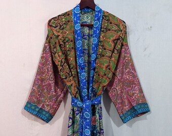 Moda kimono, vestido boho, kimono sari reciclado, chaqueta de kimono, vestido de kimono cardigan, kimono sari vintage, ropa de mujer #RGK 86