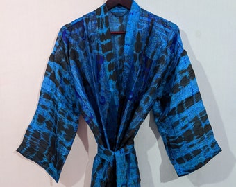 Tie Dye Kimono Robes, Tie Dyed Kimono, Pure Silk Kimono, Bath Kimono, Festival Clothing Tie Dye Kimono Women's robe #PSK 1117
