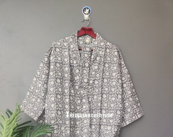 Beautiful Cotton Kimono Dress, Bath Robe Kimono, Hand Block Printed Cotton Kimono, Shower Robe, Cotton Kimono Robe, Dressing Gown #RD  88