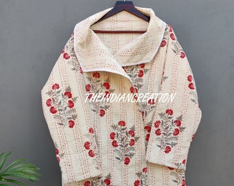 Cotton Kantha Hand Embroidery Jacket Coat, Women Wear Winter Jackets, Bridesmaid Gift, Winter Jacket, Kimono Robe, Bridesmaid Jackets