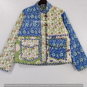 Quilted Jacket Floral Pattern Patchwork Boho Quilted Jacket for Autumn ...
