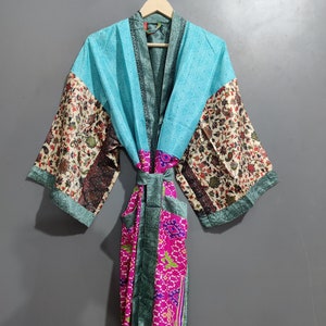 Multicoloured Funky Robe Night Wear Robes Swimming Robe Trendy Wear Ethnic Wear Cover up Indian Vintage Saree Cross Over #PTIC 21
