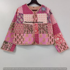 Patchwork Quilted Jackets Cotton Floral Bohemian Style Fall Winter Jacket Coat Streetwear Boho Quilted Reversible Jacket for Women