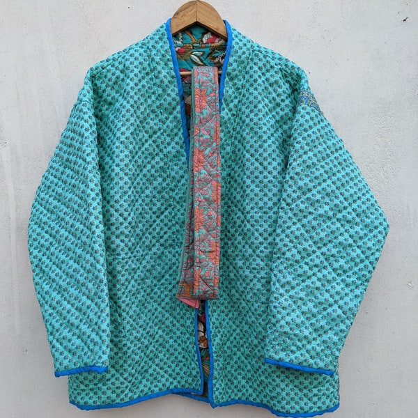 Veste kimono pour femme, robe matelassée, veste matelassée en soie, veste coupe-vent imprimée, veste ceinturée, blouson aviateur léger, manteau #QSK 72