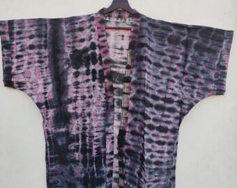 Women's Robe Hand Dyed Kimono, Tie Dye Cotton Robe, Kimono Style, Tie Dye Bathrobe, Bridal Party Kimono, Night Wear kimono Robe # COK 34