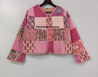 Patchwork Quilted Jackets Cotton Floral Bohemian Style Fall Winter Jacket Coat Streetwear Boho Quilted Reversible Jacket for Women