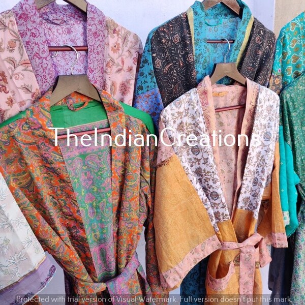 Saree kimono, Vintage saree kimono, High-quality Lingeries, Women Kimono, Bridesmaids' Robe , Indian Recycled Oriental Robe, Patchwork Robes