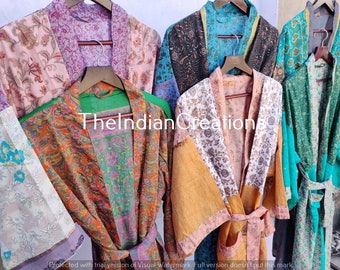 Saree kimono, Vintage saree kimono, High-quality Lingeries, Women Kimono, Bridesmaids' Robe , Indian Recycled Oriental Robe, Patchwork Robes