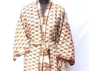 Funky Robe Night Wear Robes Pyjama robes Multicoloured Trendy Wear Free size kimono Indian Vintage Saree Cross Over #MK 518