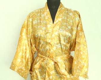 Funky Robe Night Wear Robes Pyjama robes Multicoloured Trendy Wear Free size kimono Indian Vintage Saree Cross Over #MK 518
