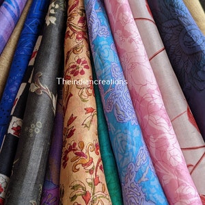 Lote enorme 100% seda pura Vintage Sari restos de tela chatarra Paquete Quilting Journal Proyecto por peso o cantidad Saree Square Cut Silk Scrap imagen 4