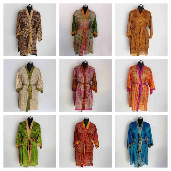 Saree kimono Robes, Floral Kimono Robe, Soft and comfortable Bath robes, wrap dress, House Coat Robe, Sleepwear Robe, ASSORTED KIMONO ROBE