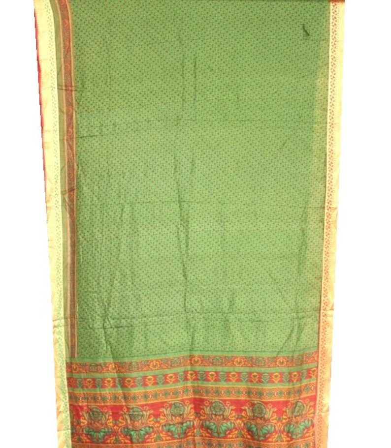 Home decor sari #PSTIC 451 Pure silk sari fabric FREE SHIPPING Indian Vintage saree Printed silk sari