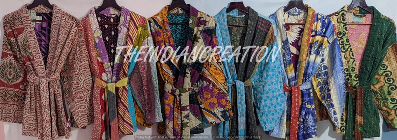 LOT Vintage Kantha Women Jacket Women Long Coat Ladies Winter Jacket, Jacket Hand Crafted Cotton Short Boho Hippie, ASSORTED JACKETS image 4