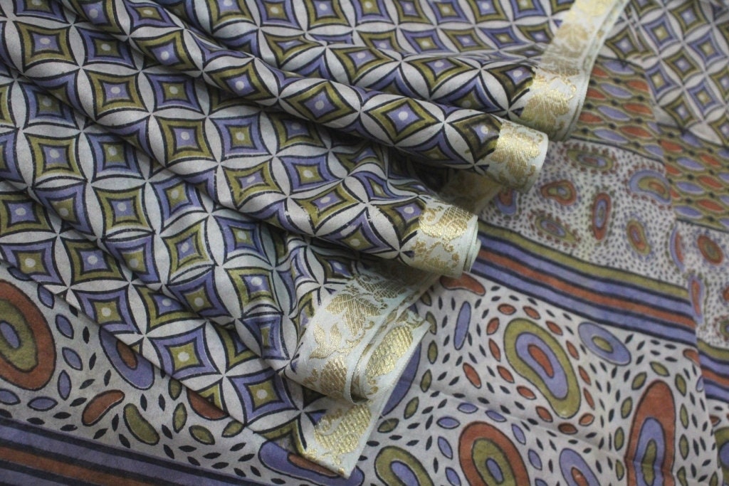 Indian Traditional Sari Vintage Floral Silk Sari 5 Yard | Etsy