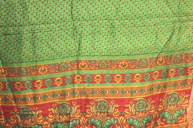 Home decor sari #PSTIC 451 Pure silk sari fabric FREE SHIPPING Indian Vintage saree Printed silk sari