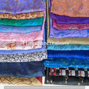 Lote enorme 100% seda pura Vintage Sari restos de tela chatarra Paquete Quilting Journal Proyecto por peso o cantidad Saree Square Cut Silk Scrap imagen 1