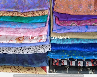 Huge Lot 100% Pure Silk Vintage Sari Fabric remnants scrap Bundle Quilting Journal Project By Weight or Quantity Saree Square Cut Silk Scrap
