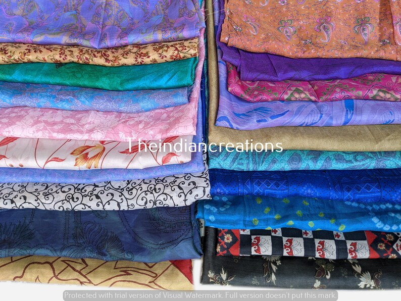 Huge Lot 100% Pure Silk Vintage Sari Fabric remnants scrap Bundle Quilting Journal Project By Weight or Quantity Saree Square Cut Silk Scrap image 1
