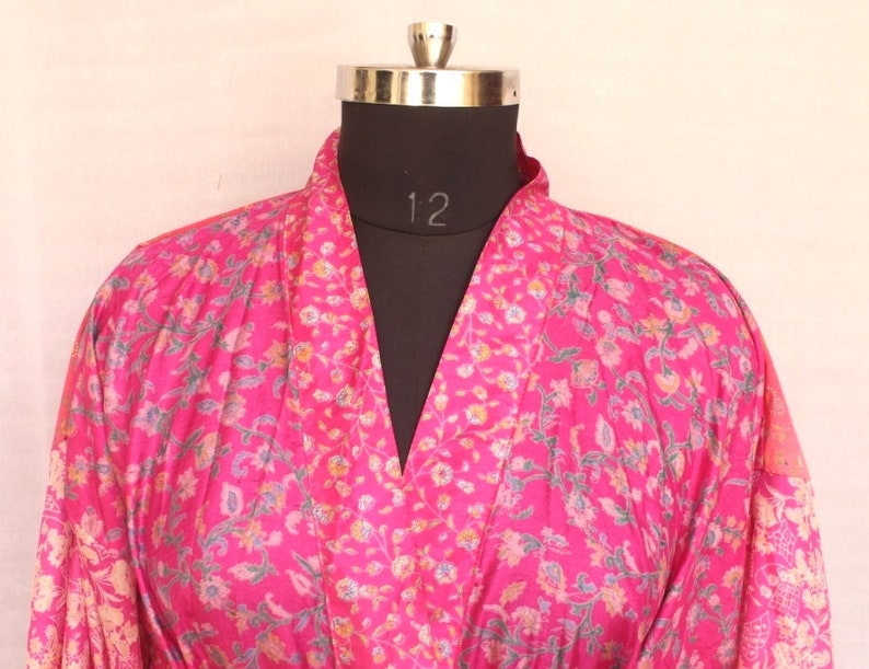 Multicoloured Funky Robe Night Wear Robes Swimming Robe Trendy Wear Ethnic Wear Cover up Indian Vintage Saree Cross Over #MK 230