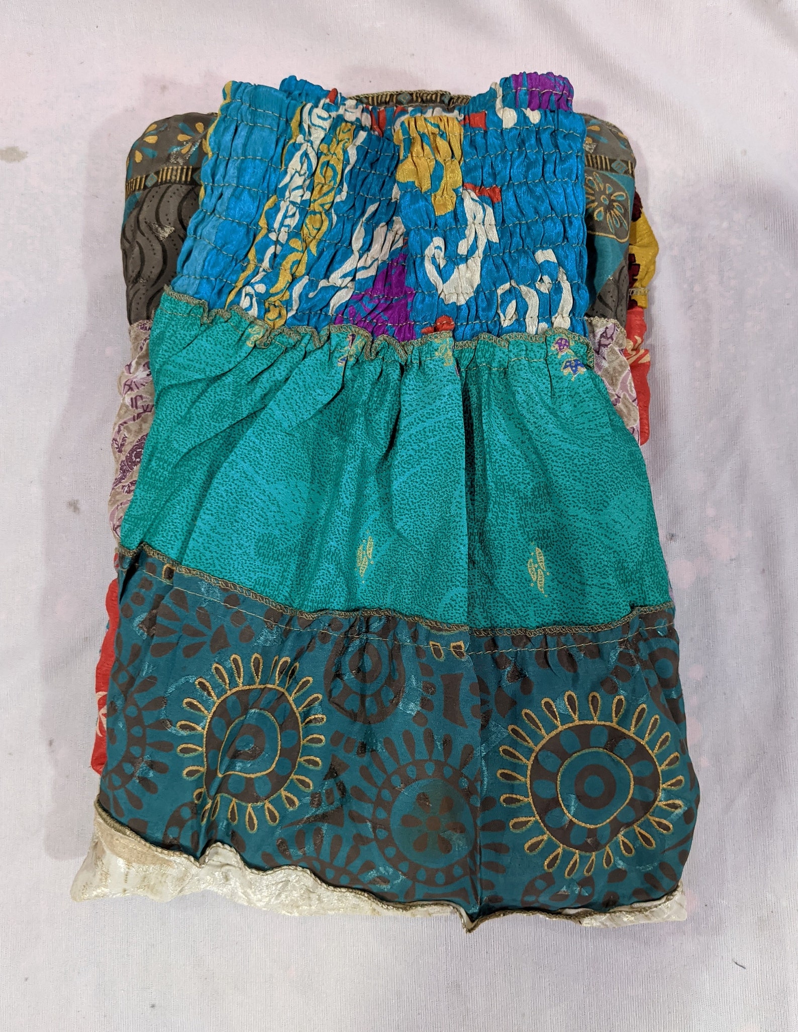 Free Size Patchwork Skirt Multilayer Skirt Elastic Long Skirt Etsy